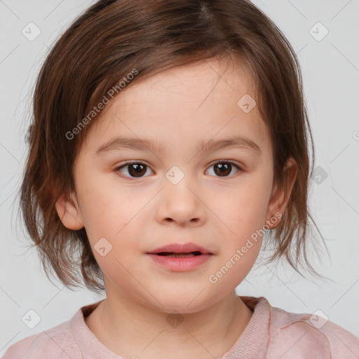 Neutral white child female with medium  brown hair and brown eyes