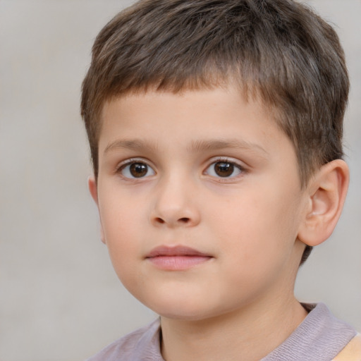 Neutral white child male with short  brown hair and brown eyes