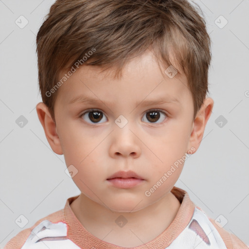 Neutral white child male with short  brown hair and brown eyes