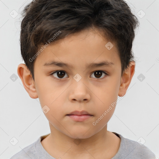 Neutral white child male with short  brown hair and brown eyes