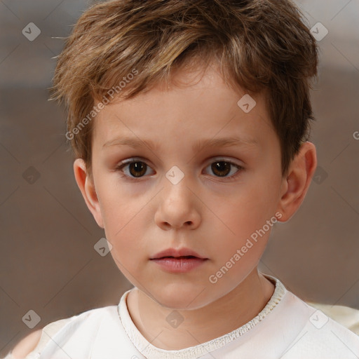 Neutral white child male with short  brown hair and brown eyes