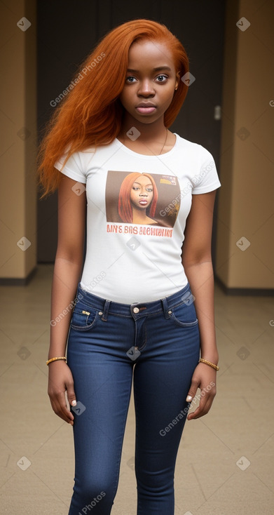 Togolese young adult female with  ginger hair