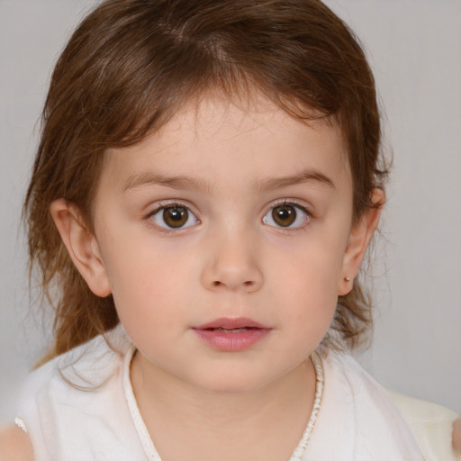 Neutral white child female with medium  brown hair and brown eyes