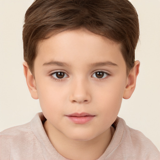 Neutral white child male with short  brown hair and brown eyes