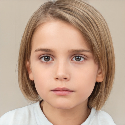 Neutral white child female with medium  brown hair and brown eyes