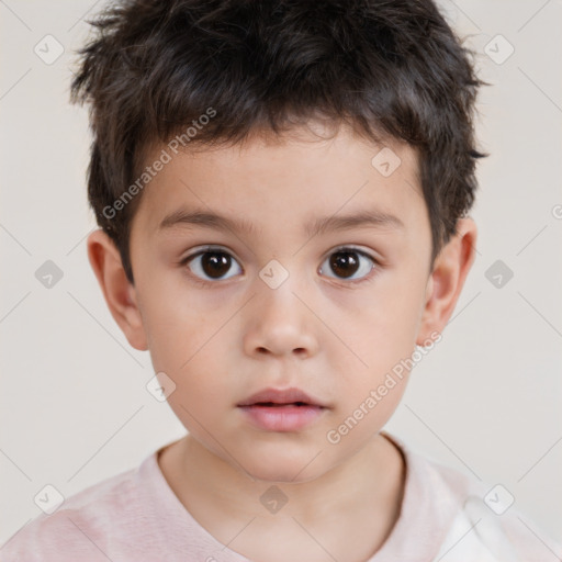 Neutral white child male with short  brown hair and brown eyes