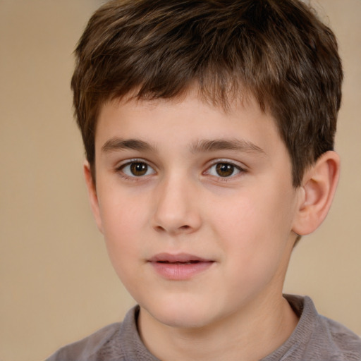 Neutral white child male with short  brown hair and brown eyes