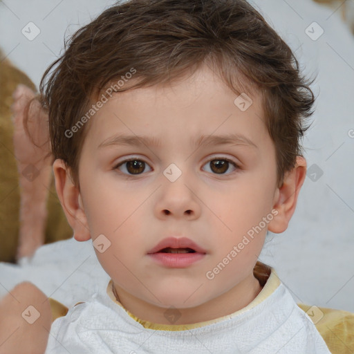 Neutral white child female with short  brown hair and brown eyes
