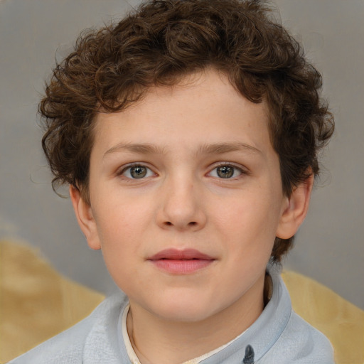 Neutral white child female with short  brown hair and brown eyes