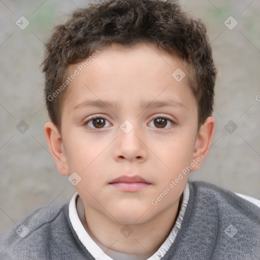 Neutral white child male with short  brown hair and brown eyes