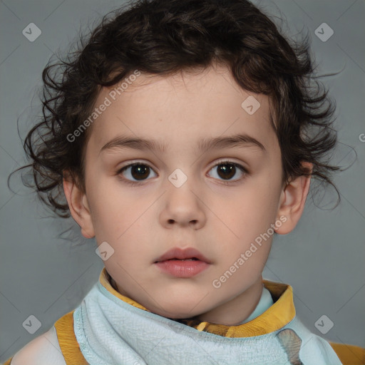 Neutral white child male with short  brown hair and brown eyes