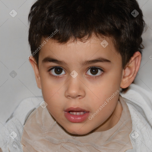 Neutral white child male with short  brown hair and brown eyes