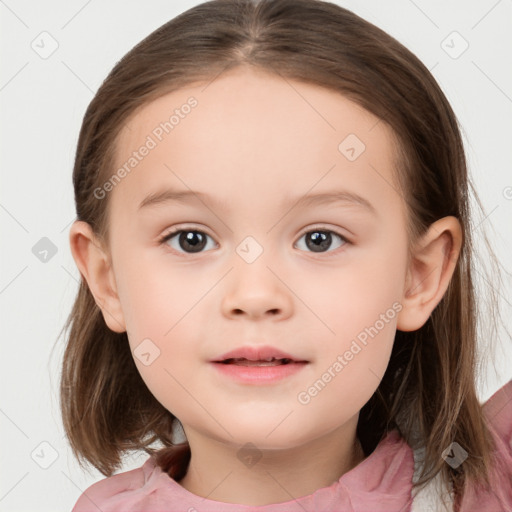 Neutral white child female with medium  brown hair and brown eyes