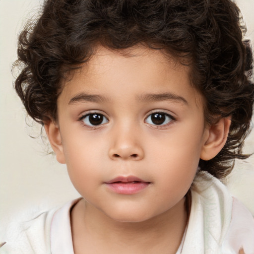 Neutral white child female with medium  brown hair and brown eyes