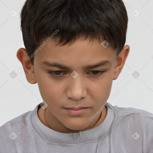 Neutral white child male with short  brown hair and brown eyes