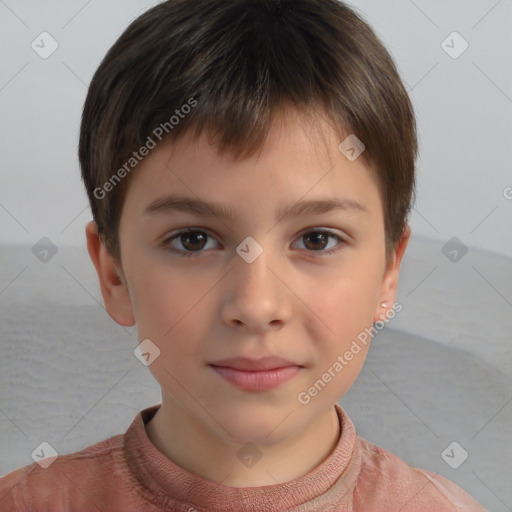 Neutral white child female with short  brown hair and brown eyes