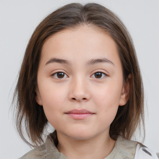 Neutral white child female with medium  brown hair and brown eyes