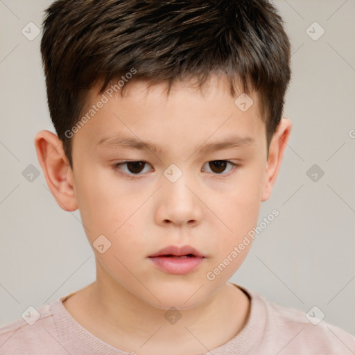 Neutral white child male with short  brown hair and brown eyes