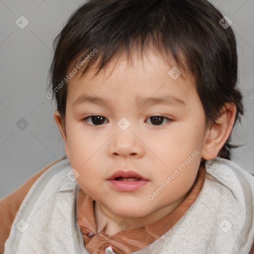 Neutral white child male with short  brown hair and brown eyes