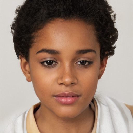 Neutral white young-adult female with short  brown hair and brown eyes