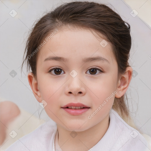 Neutral white child female with medium  brown hair and brown eyes