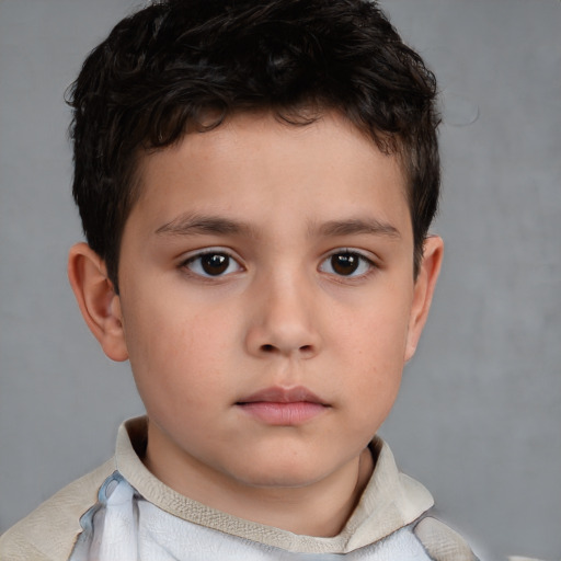 Neutral white child male with short  brown hair and brown eyes