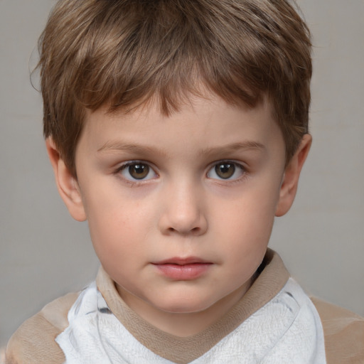 Neutral white child male with short  brown hair and brown eyes