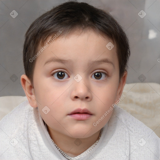 Neutral white child female with short  brown hair and brown eyes