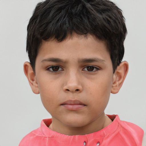 Neutral white child male with short  brown hair and brown eyes