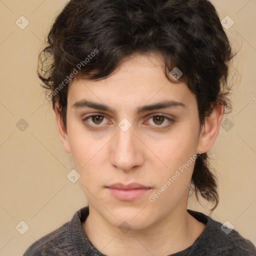 Neutral white young-adult male with medium  brown hair and brown eyes