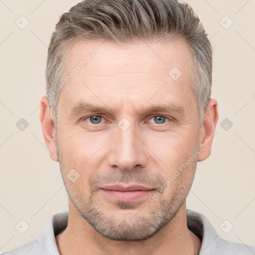 Neutral white adult male with short  brown hair and brown eyes