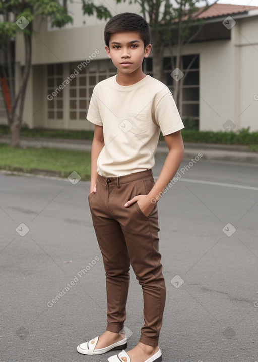 Filipino teenager boy with  brown hair