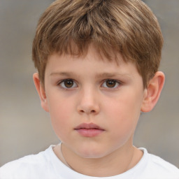 Neutral white child male with short  brown hair and brown eyes