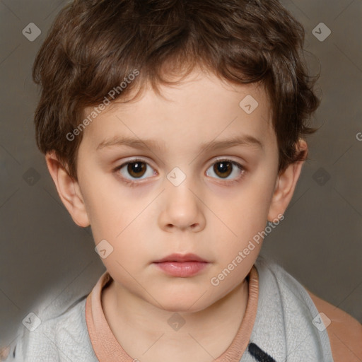 Neutral white child male with short  brown hair and brown eyes