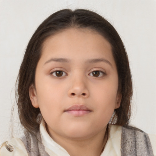 Neutral asian child female with medium  brown hair and brown eyes