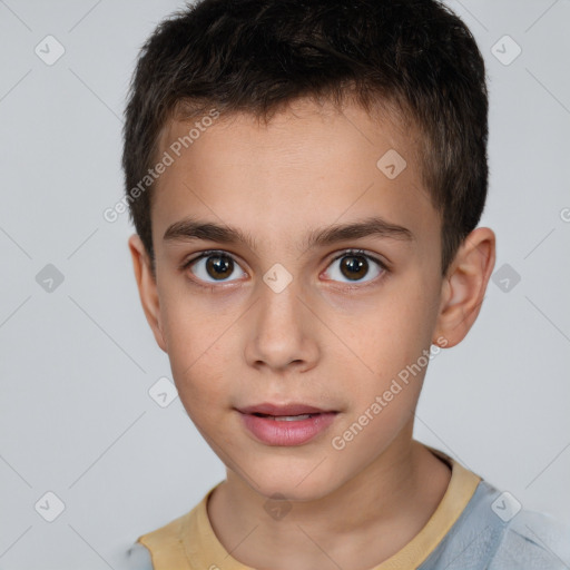 Neutral white child male with short  brown hair and brown eyes