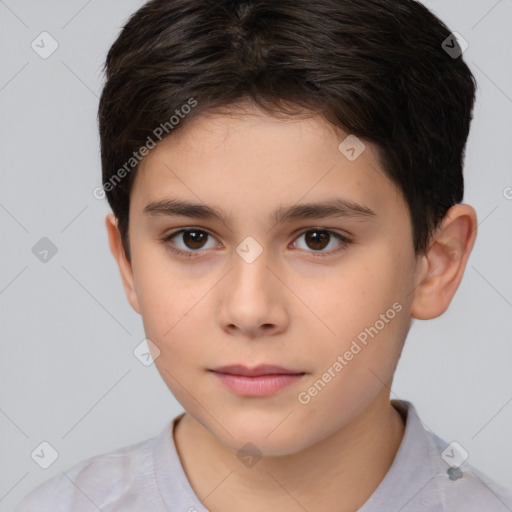 Neutral white child female with short  brown hair and brown eyes