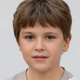 Neutral white child male with short  brown hair and brown eyes