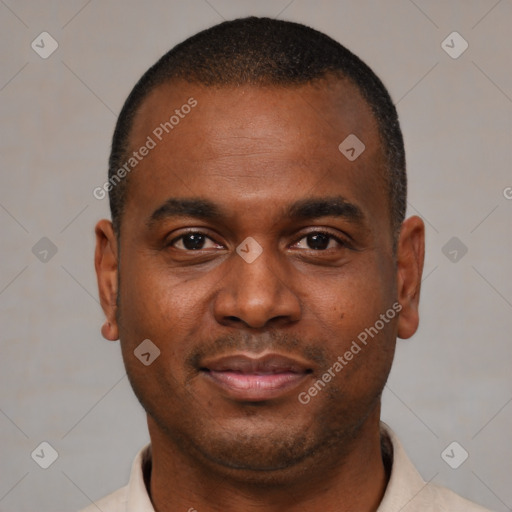 Neutral latino young-adult male with short  brown hair and brown eyes