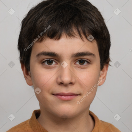 Neutral white child male with short  brown hair and brown eyes