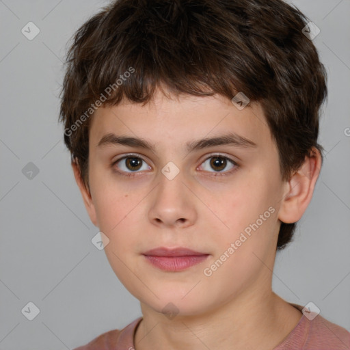 Neutral white child male with short  brown hair and brown eyes