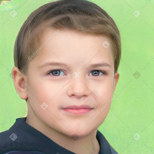 Neutral white child male with short  brown hair and brown eyes