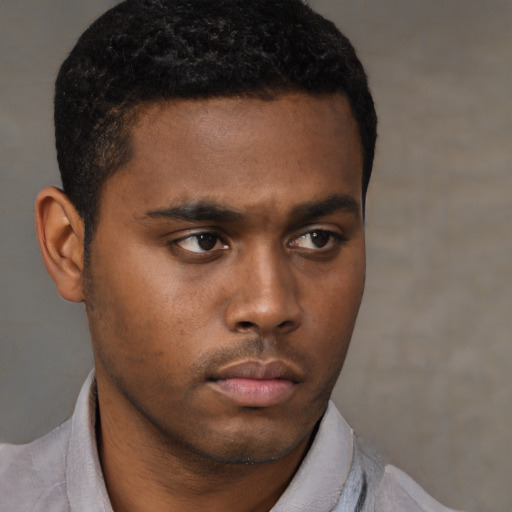 Neutral latino young-adult male with short  brown hair and brown eyes