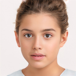 Neutral white child female with short  brown hair and brown eyes