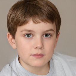 Neutral white child male with short  brown hair and brown eyes