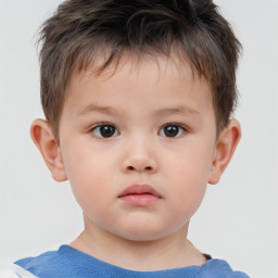 Neutral white child male with short  brown hair and brown eyes