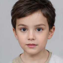 Neutral white child male with short  brown hair and brown eyes