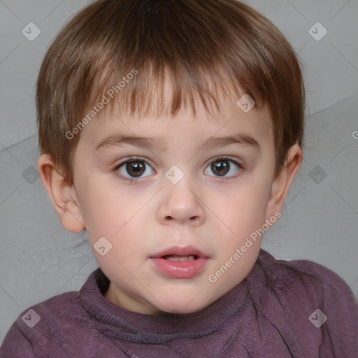 Neutral white child male with short  brown hair and brown eyes