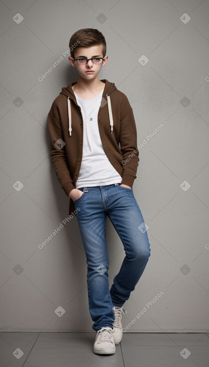 Bulgarian teenager boy with  brown hair