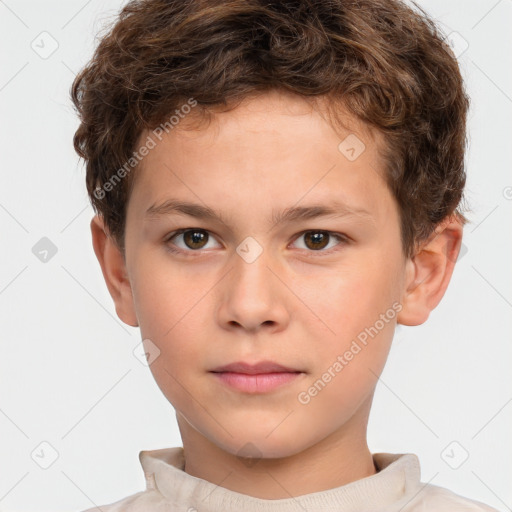 Neutral white child male with short  brown hair and brown eyes